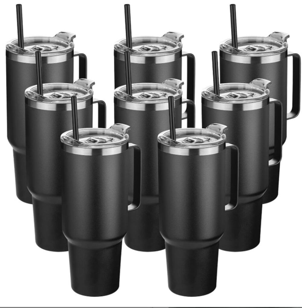 HASLE Outfitters 40oz Stainless Steel Tumbler Set of 8 Black Handle Mug